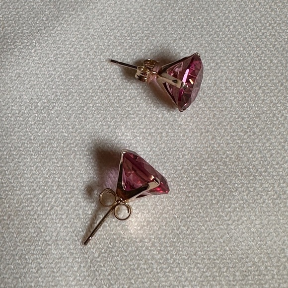 Ross-Simons 8.70 ct. t.w. Pink Topaz Stud Earrings in 14kt Yellow Gold - Picture 4 of 6